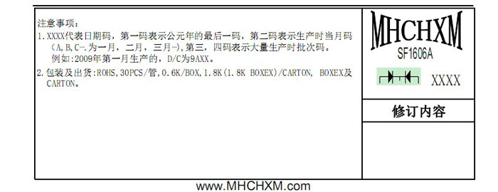 MHCHXM品牌超快恢复二极管SFF1606A