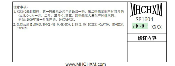 MHCHXM品牌超快恢复二极管SFF1604